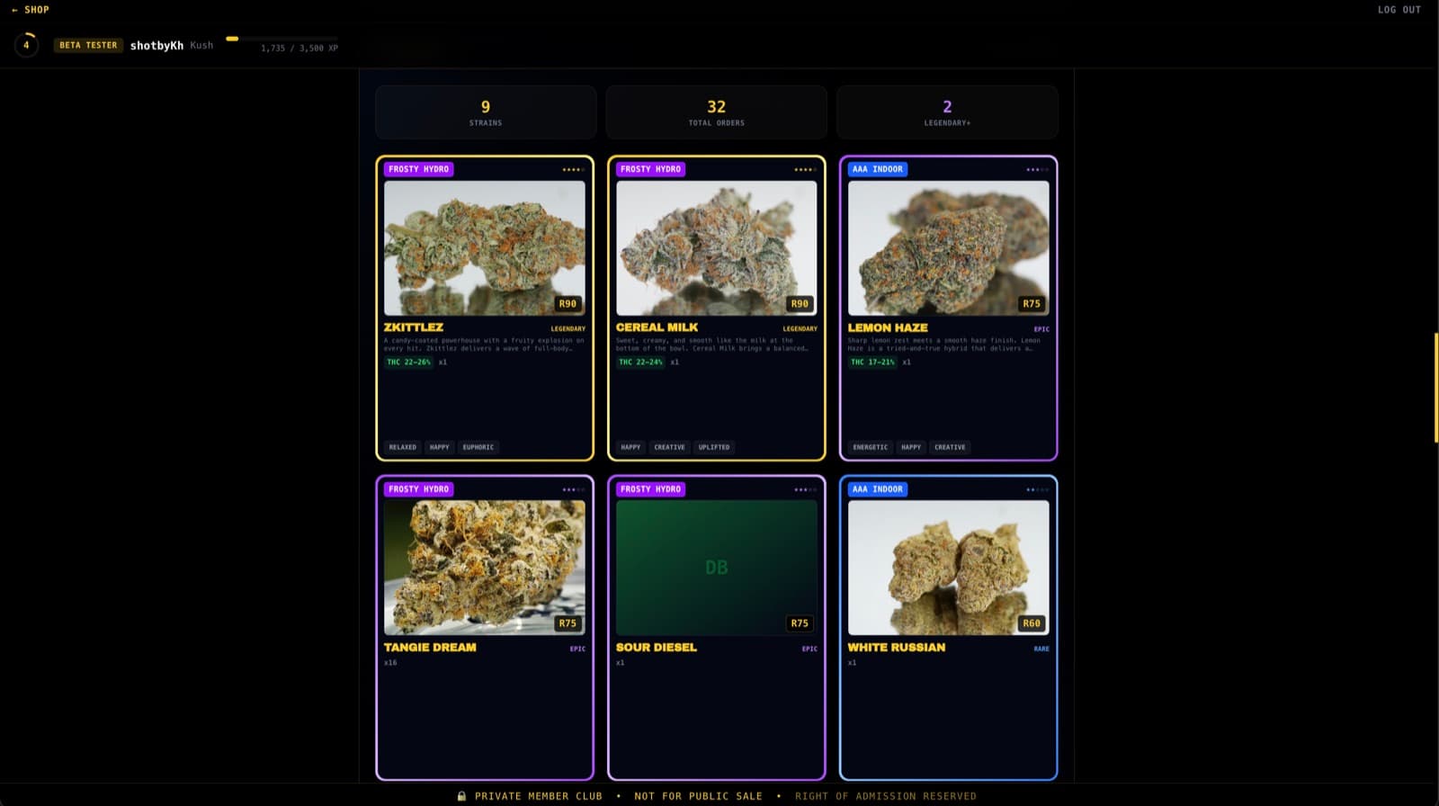 dankbud Stash Book — collectible strain cards graded by rarity